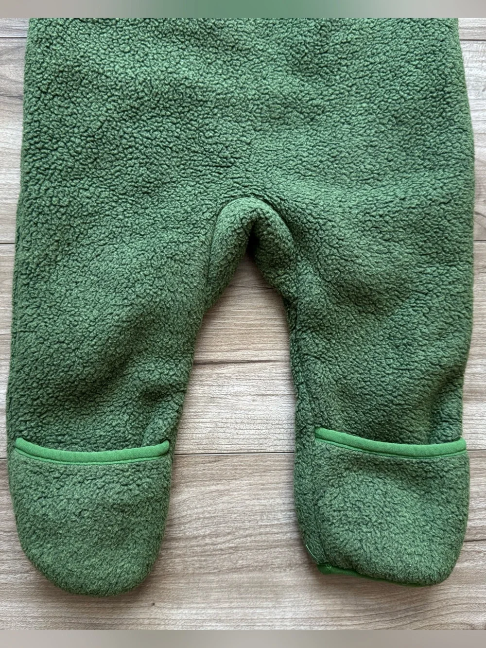 REI baby infant double zip bunting fleece snow suit moss green size 6 months